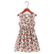 Children's Dress Lovely Print Leaf Vest Princess Skirt