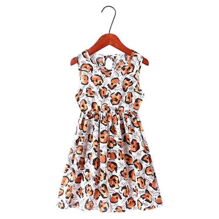 Children's Dress Lovely Print Leaf Vest Princess Skirt