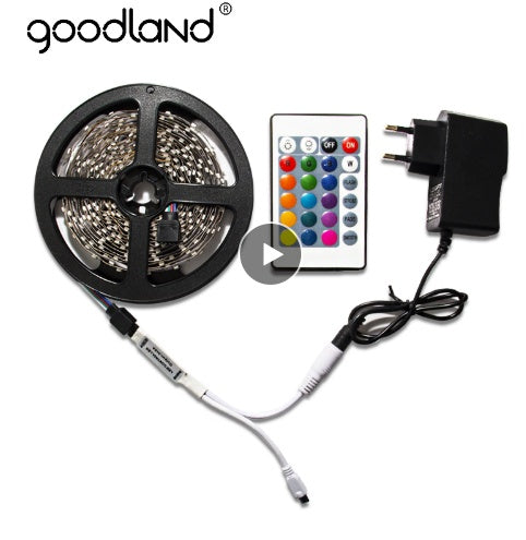 2835 RGB LED Strip Lights 300 LEDs IP65 Waterproof with Remote and 12V 5A Power Supply Set