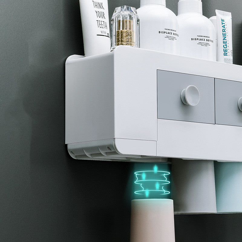 Wall-Mounted Magnetic Toothbrush Holder with Automatic Toothpaste Dispenser