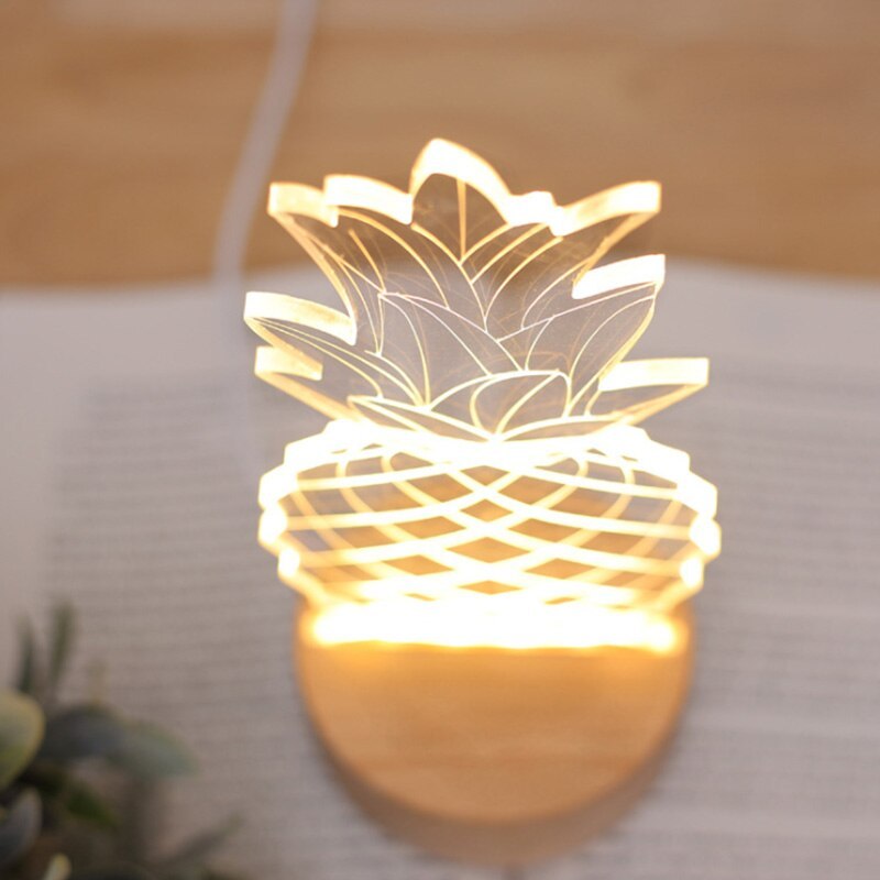 Cartoon Pineapple Bedside Table Lamp – USB Powered Night Light with Dimmer