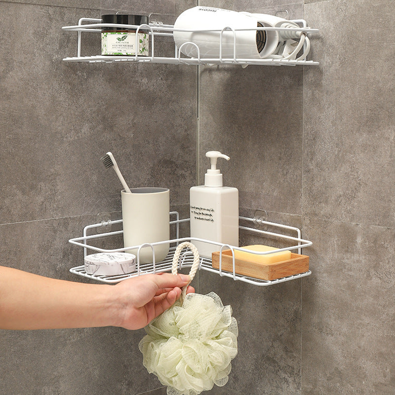 Wrought Iron Corner Bathroom Shelf – Shower & Kitchen Storage Rack Holder