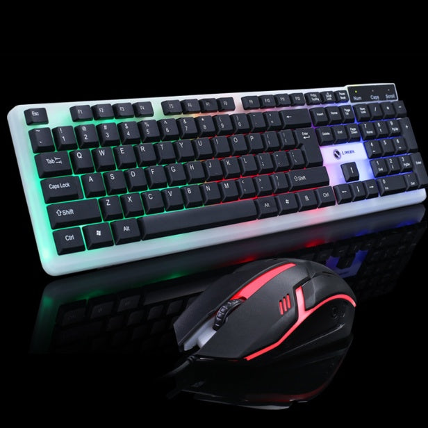 Backlit Keyboard & Mouse Combo – RGB Gaming Set, Adjustable DPI Mouse, Plug-and-Play USB