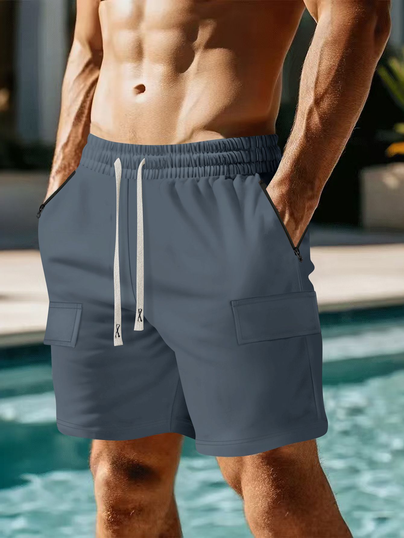 Casual Multi-pocket Workwear Shorts Lace-up Five-point Men