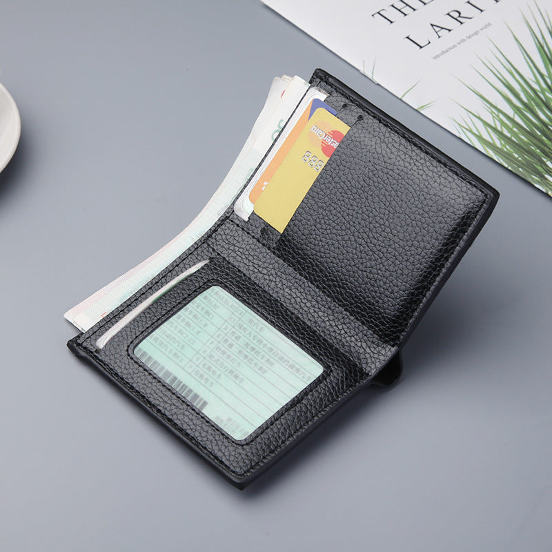 Men's Vertical Style PU Leather Wallet Two Fold Plain