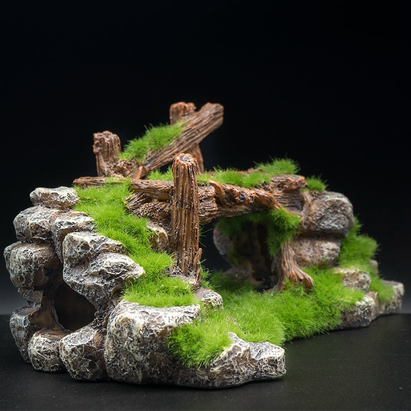 Flocked Resin Landscape Stone Aquarium Decor