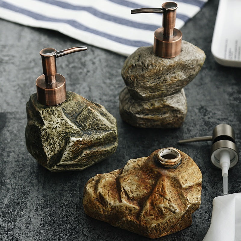 Ceramic Retro Stone Soap Dispenser – Vintage Bathroom Accessory