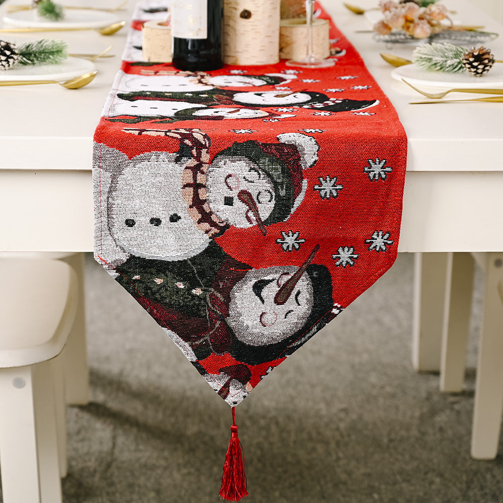Christmas Electric Embroidered Knitted Cloth Table Runner