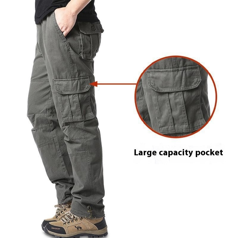 Men’s Plus Size Cargo Trousers – Cotton Multi-Pocket Wear-Resistant Work Pants