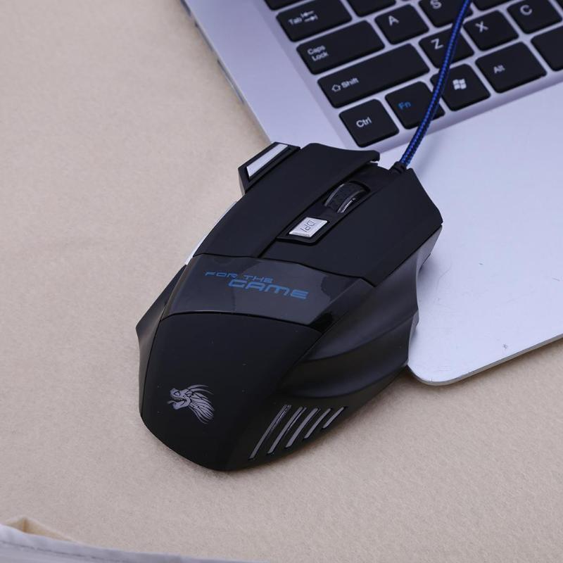 Wired Gaming Mouse – 5500 DPI, 7 Buttons, 7-Color LED Backlit USB Optical for PC & Laptop