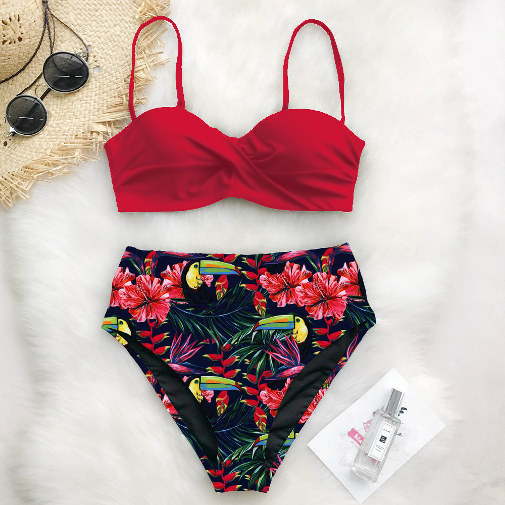 Women’s Tropical Print Bikini Set – Padded Two Piece Swimwear