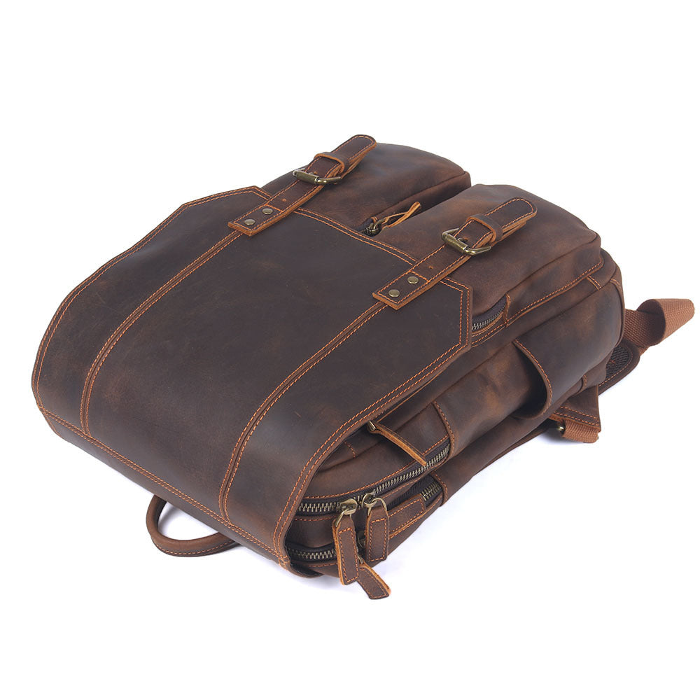 Vintage Large Capacity Crazy Horse Leather Backpack