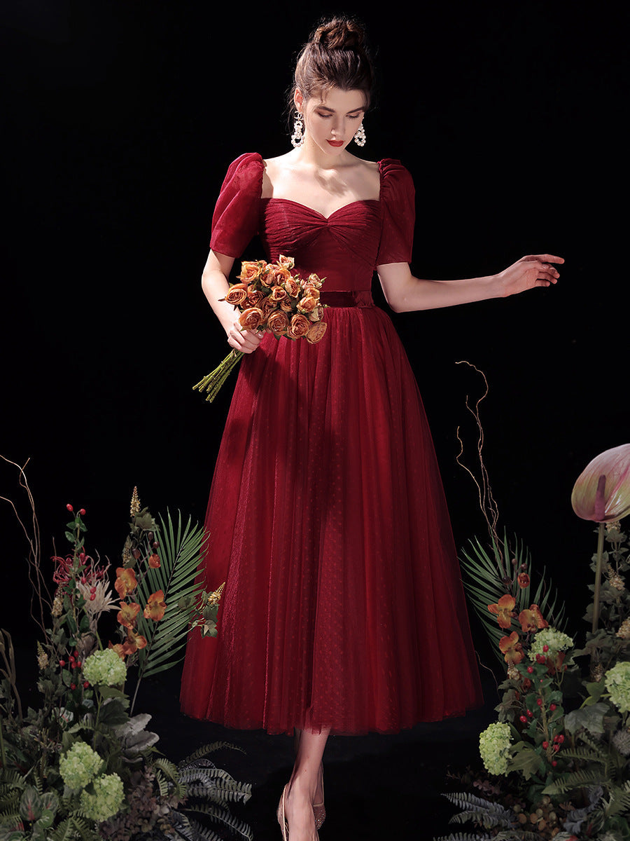 New Red French Dress Wedding Engagement Dress