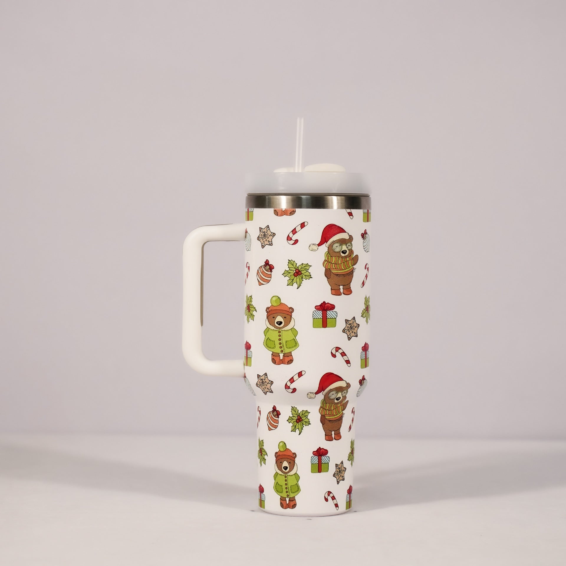 Christmas Vacuum Tumbler with Straw
