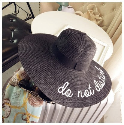 Elegant Embroidered Women’s Straw Large Cap