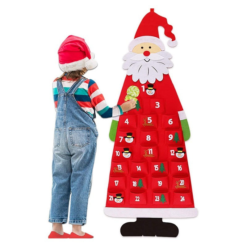 Fabric Advent Calendar with Santa Claus Felt Ornaments DIY Christmas Hanging Decoration