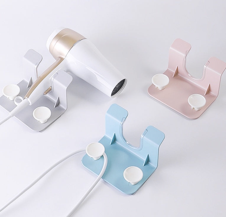 Punch-Free Bathroom Hair Dryer Rack – Hook & Wall-Mount Bracket