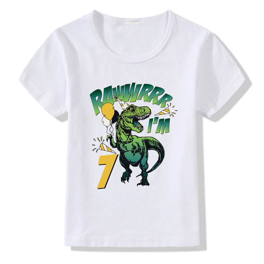 Kids Casual Polyester Regular Fit Birthday Number Tee
