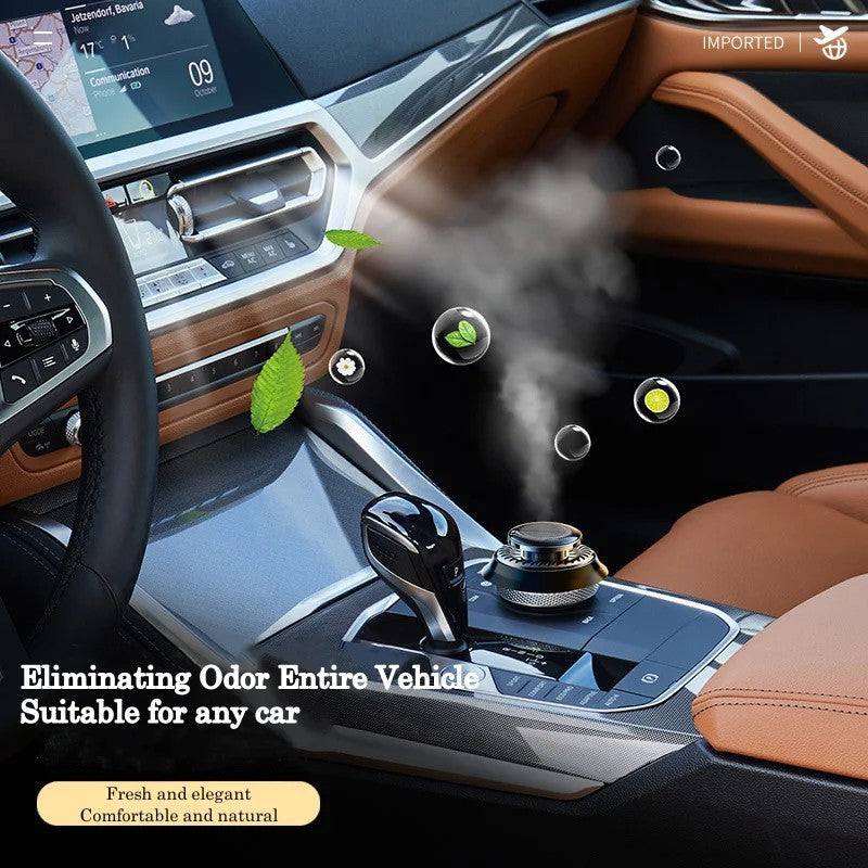 Portable Solar Powered Kinetic Car Air Freshener, Double Ring Rotating Fragrance Diffuser