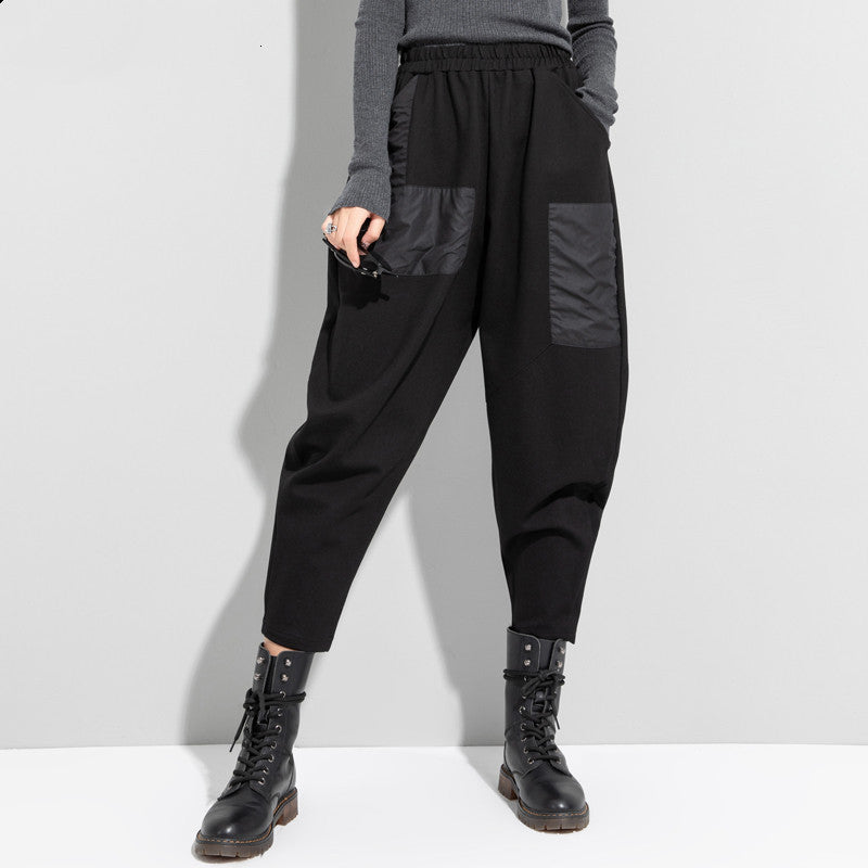 Women’s Loose Cropped Pants – Spring European Casual, High-Waist with Pockets