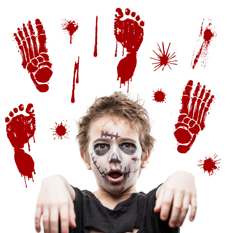 Halloween Blood Fingermark Stickers – Scary Horror Wall and Window Decorations