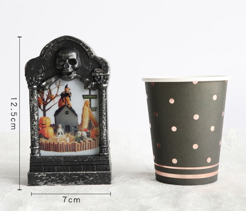 LED Skull Candle Lamp – Resin Halloween and Christmas Decoration Light with Batteries Included