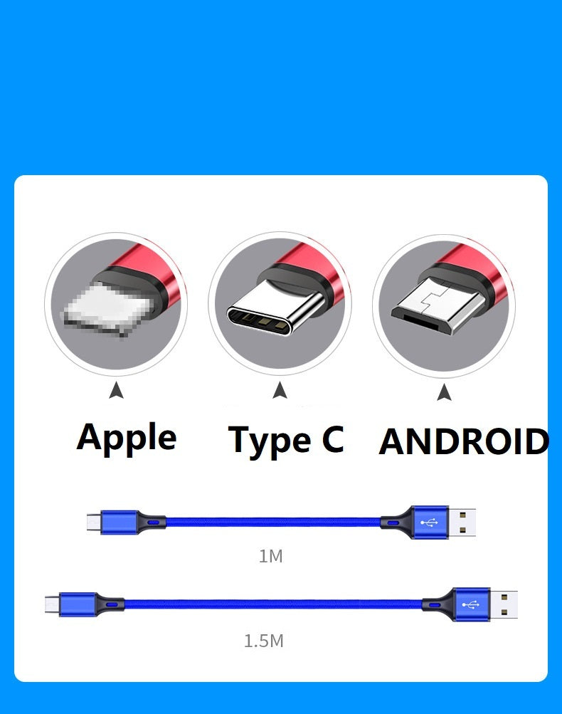 2M Fast Charging Mobile Phone Data Cable – USB to Type-C / Lightning / Micro USB