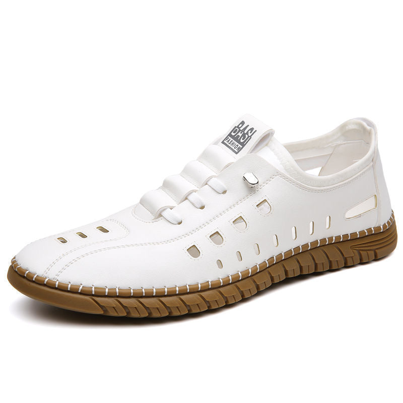 Men's Slip On PU Leather Hollow Breathable Sandals Regular