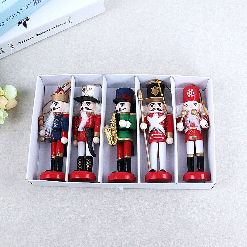 Hand-Painted Christmas Tree Pendant Ornaments Set of 5