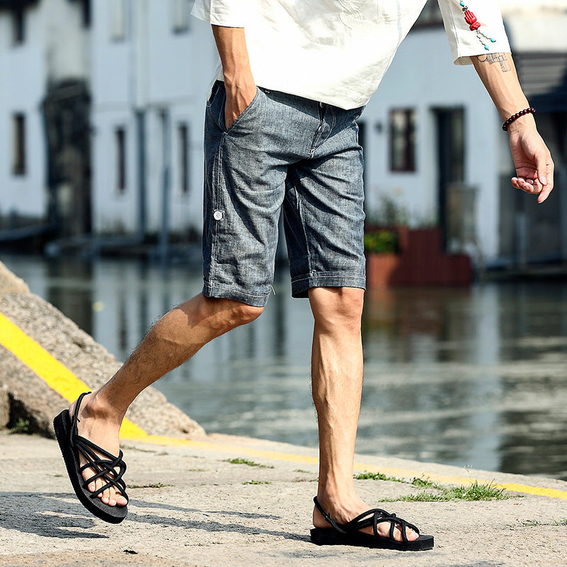 Men's Relaxed Linen Hemp Blend Shorts Lightweight Summer