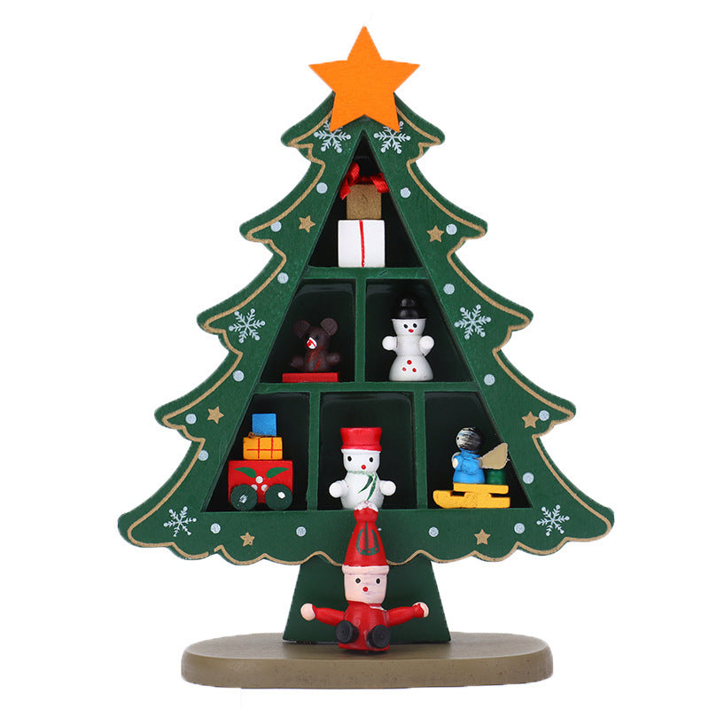 Wooden Christmas Tree Creative Scene Layout Ornaments