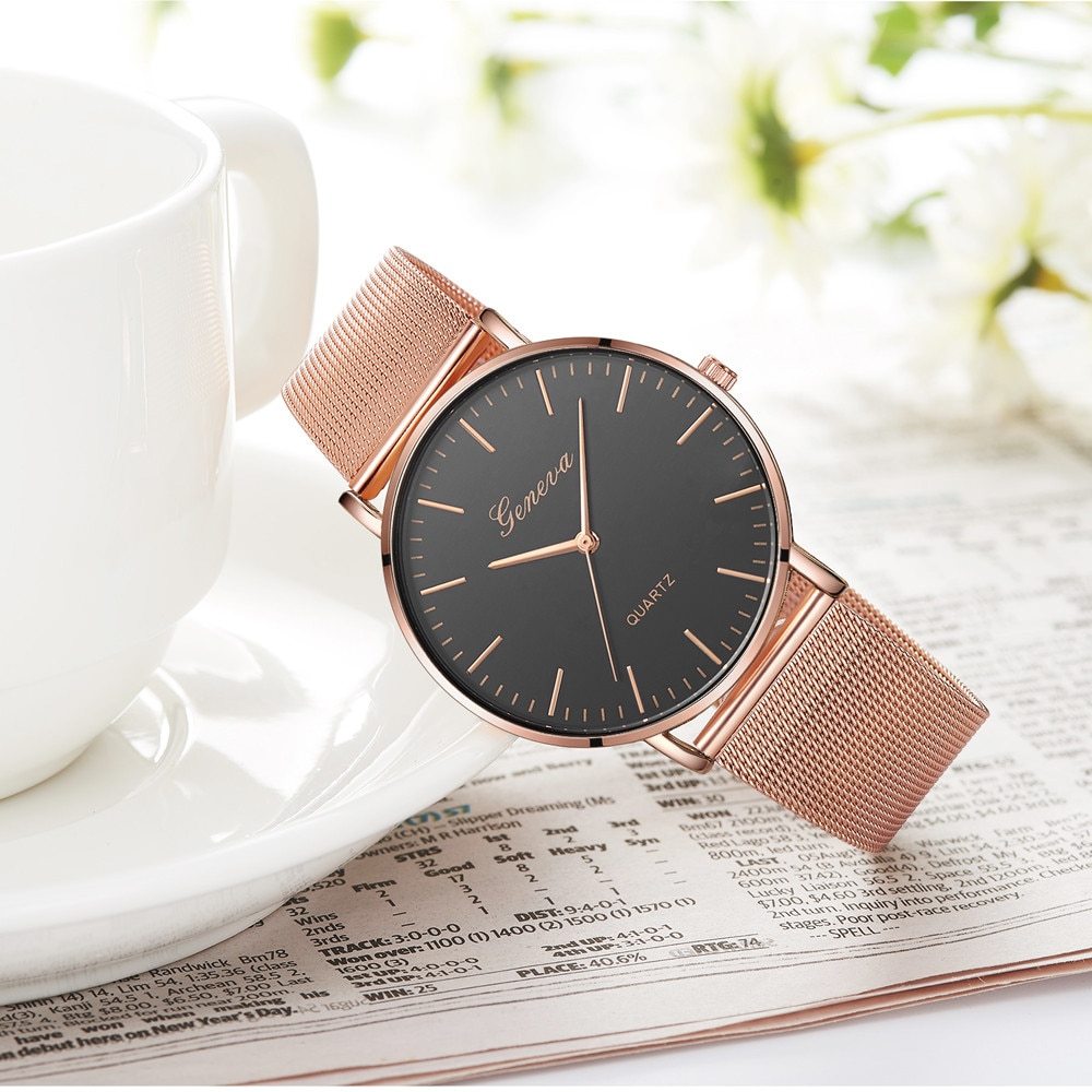 Unisex Casual Quartz Steel Watch Imitation Leather Bracelet