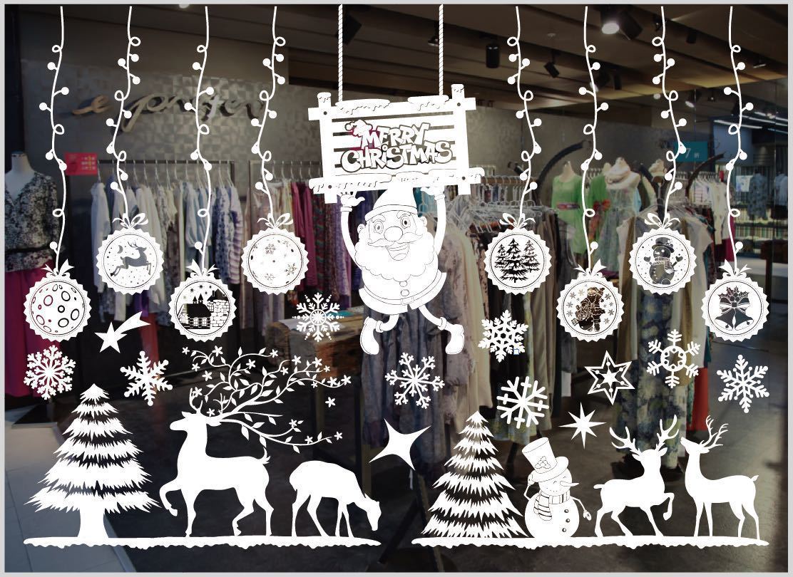 Christmas Store Window Decoration Stickers