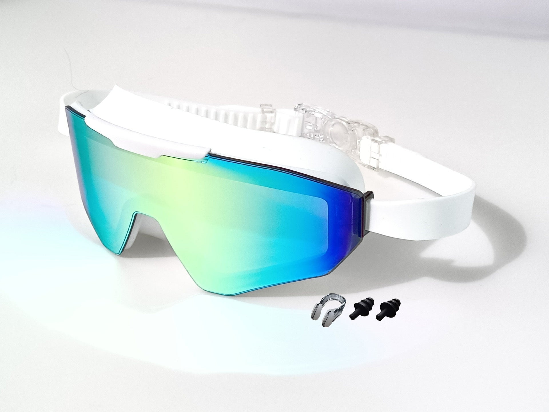 Plated Swimming Goggles Set with Nose Clip & Earplugs – Adult & Kids Models