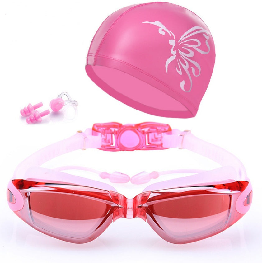 HD Waterproof And Anti-fog Swimming Goggles For Men And Women With Large Frame Electroplating Goggles