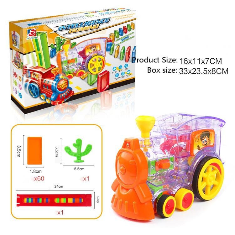 Puzzle domino car electric train with sound and light music automatic licensing electric car toy