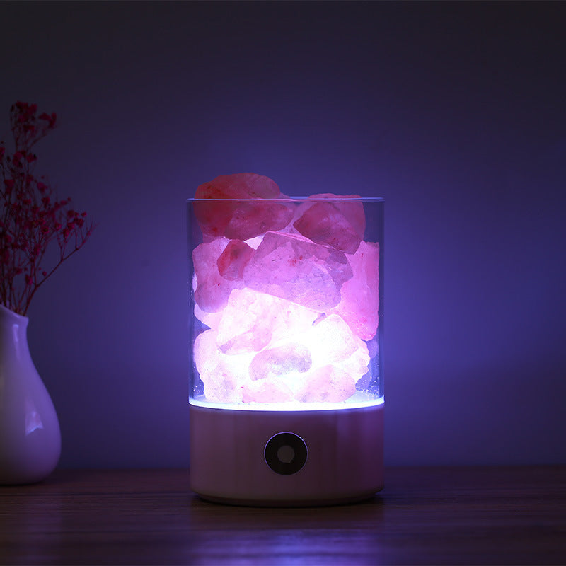 USB Crystal Himalayan Salt LED Lamp – Air Purifying Negative Ion Night Light with Color Changing