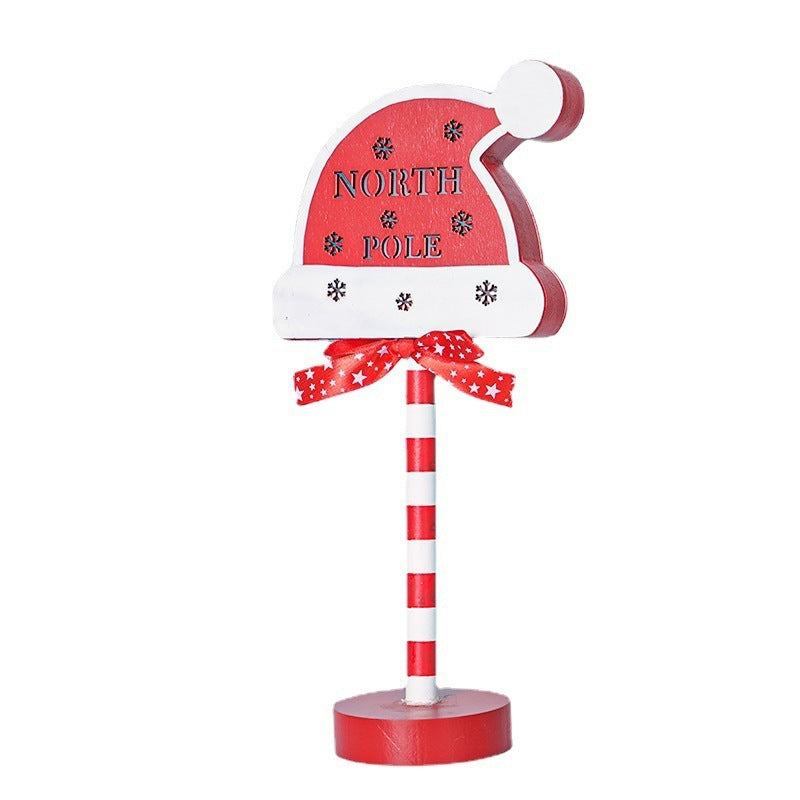 Wooden Christmas STOP Road Decorative Light