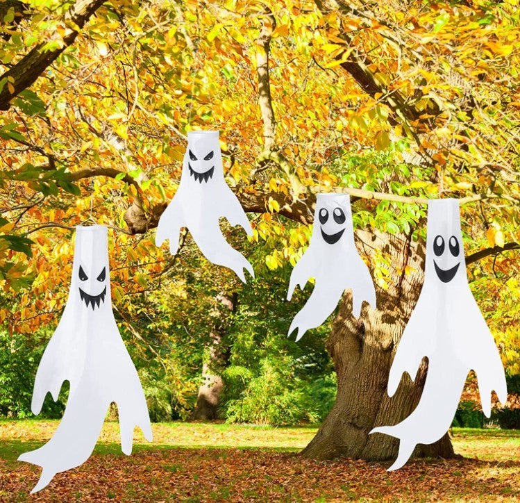 Halloween Windsock Ghost Face Windsock Flag Hanging Outdoor Decoration For Yard Garden Patio Halloween Decorations For Home