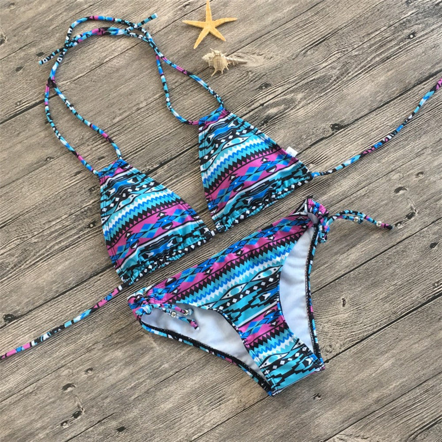 Women’s Printed Bikini Set – Sexy Polyester Swimwear