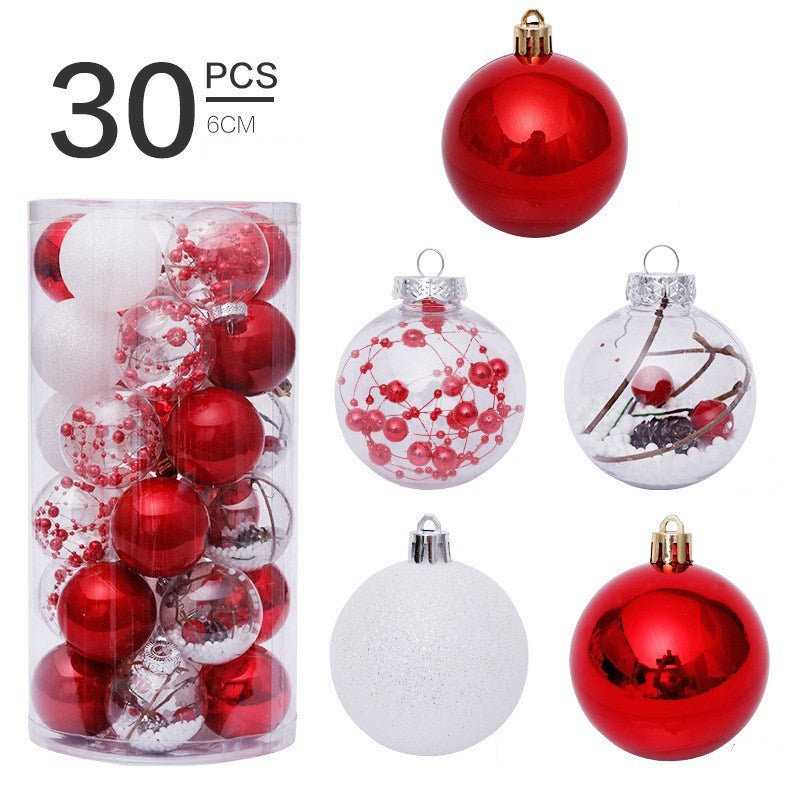 6cm Transparent Christmas Ball Ornaments Set of 30