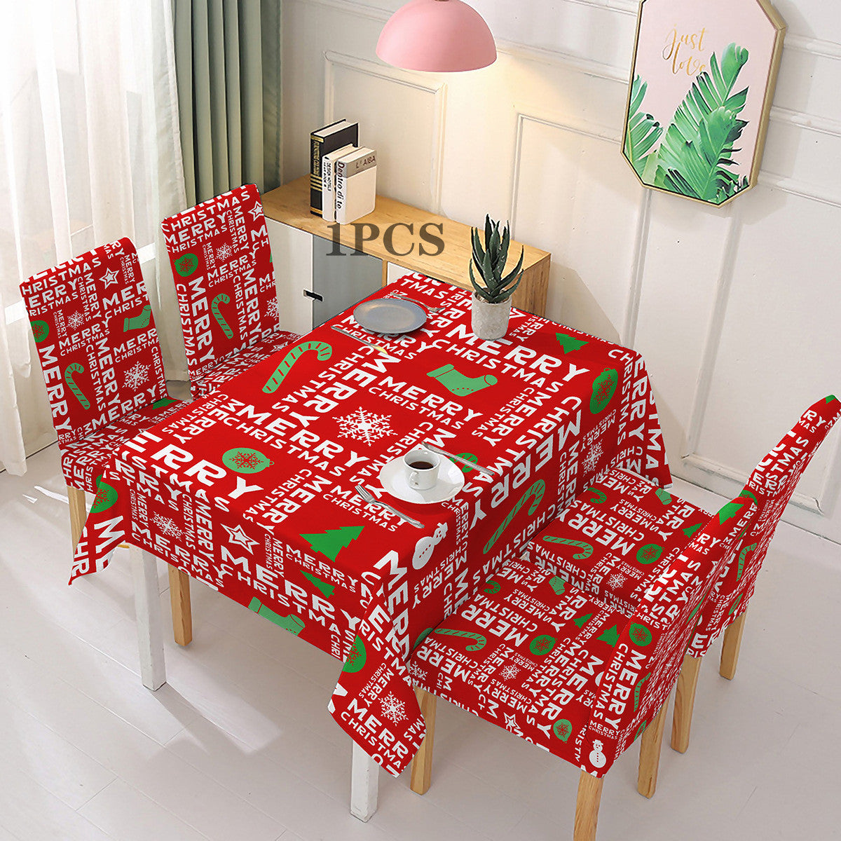 Christmas Printed Chair Cover Festive Decoration Elastic One-piece Absorbent Tablecloth
