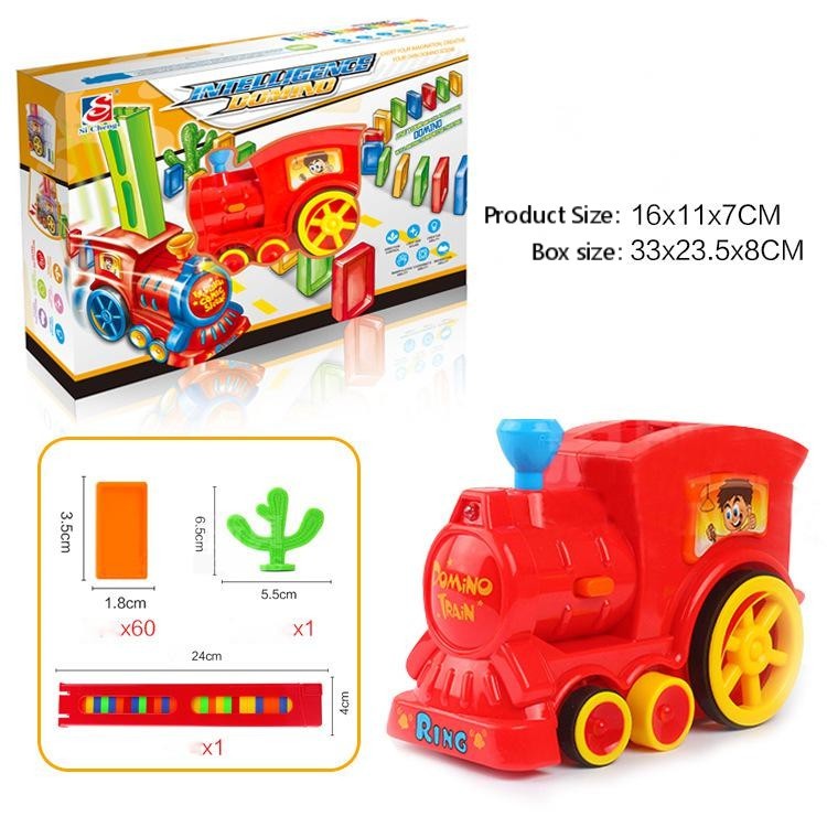 Puzzle domino car electric train with sound and light music automatic licensing electric car toy
