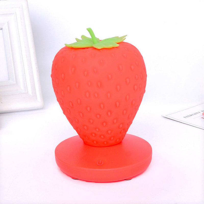 USB Rechargeable Strawberry Night Light – Cute LED Desk & Bedside Lamp