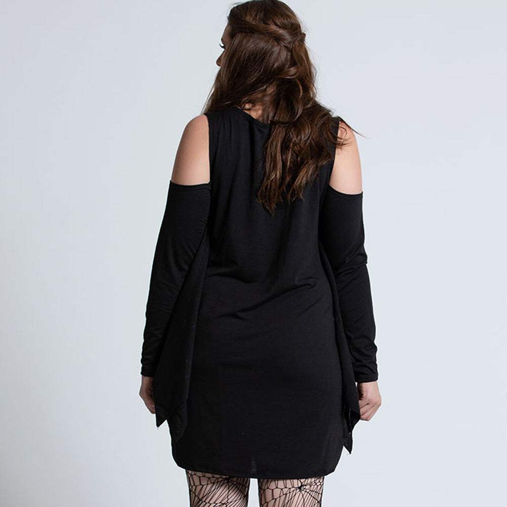 Women’s Black Spider Web Bodycon Dress – Halloween Party Costume Outfit with Short Sleeves