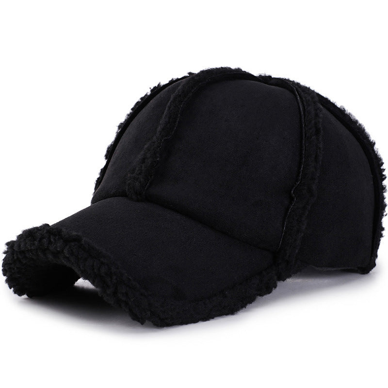 Women's Solid Color Peaked Baseball Cap with Distressed Edge Design
