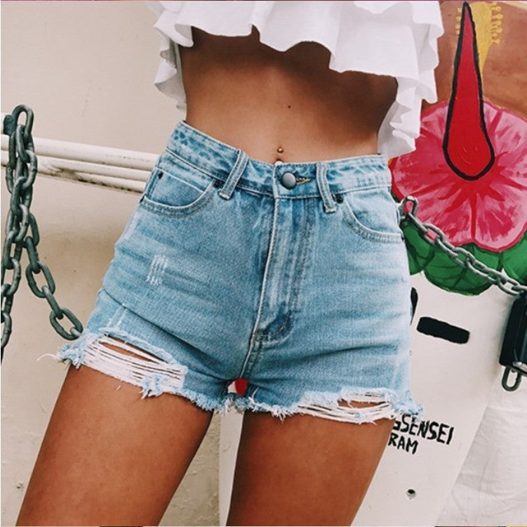Women's Retro Ripped Denim Shorts