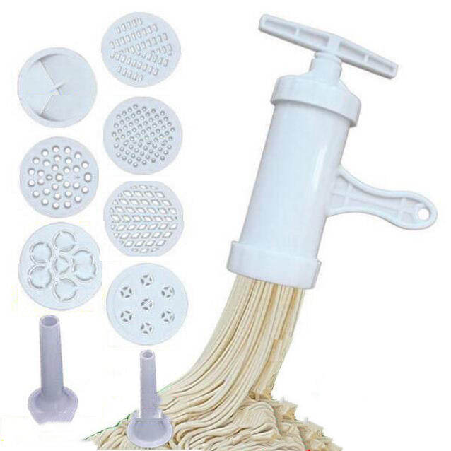Manual Pasta Maker Machine – Crank Noodle Press with 5 Molds