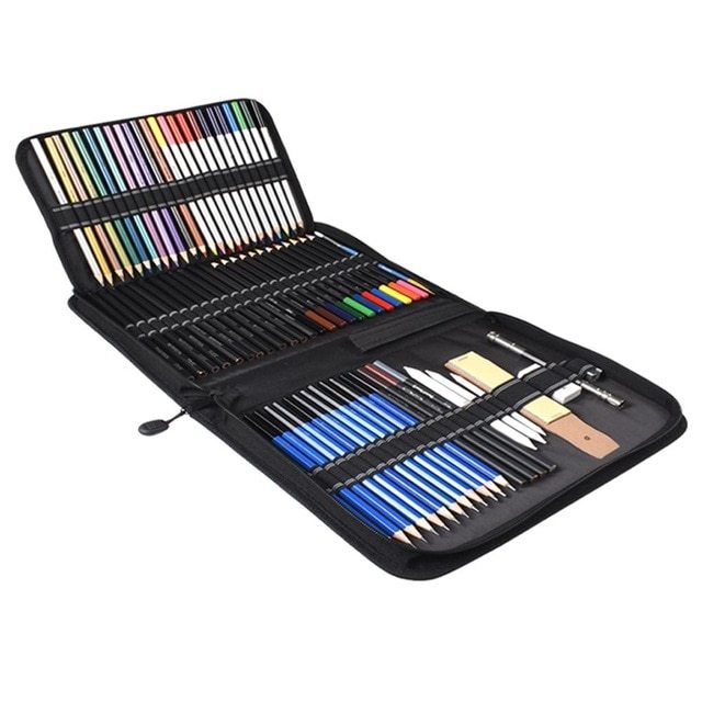 Sketch Drawing Color Pencil Set Charcoal Art Brush Set 72 Piece – Art Supplies for Drawing and Painting