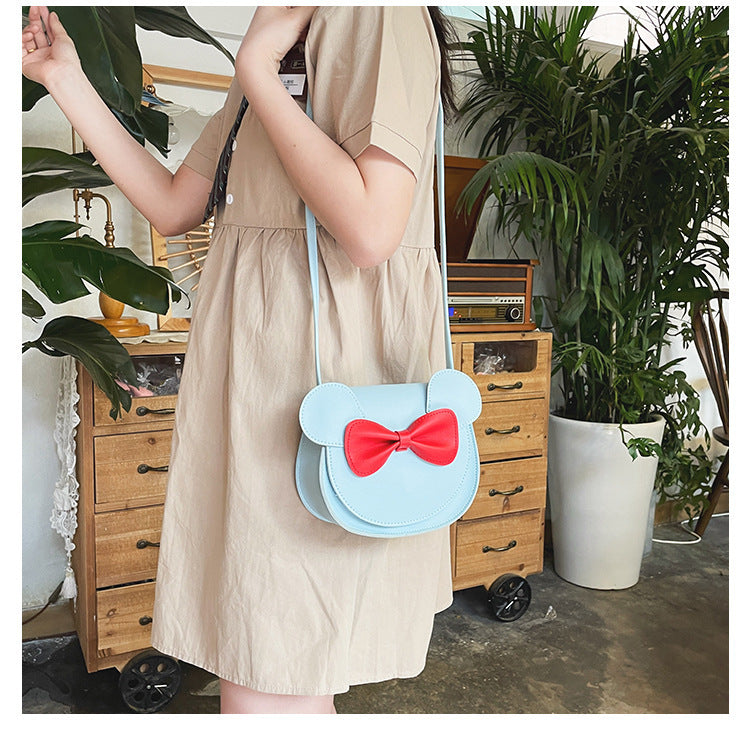 Cute Bowknot PU Small Shoulder Bag for Girls – Adorable Student Crossbody